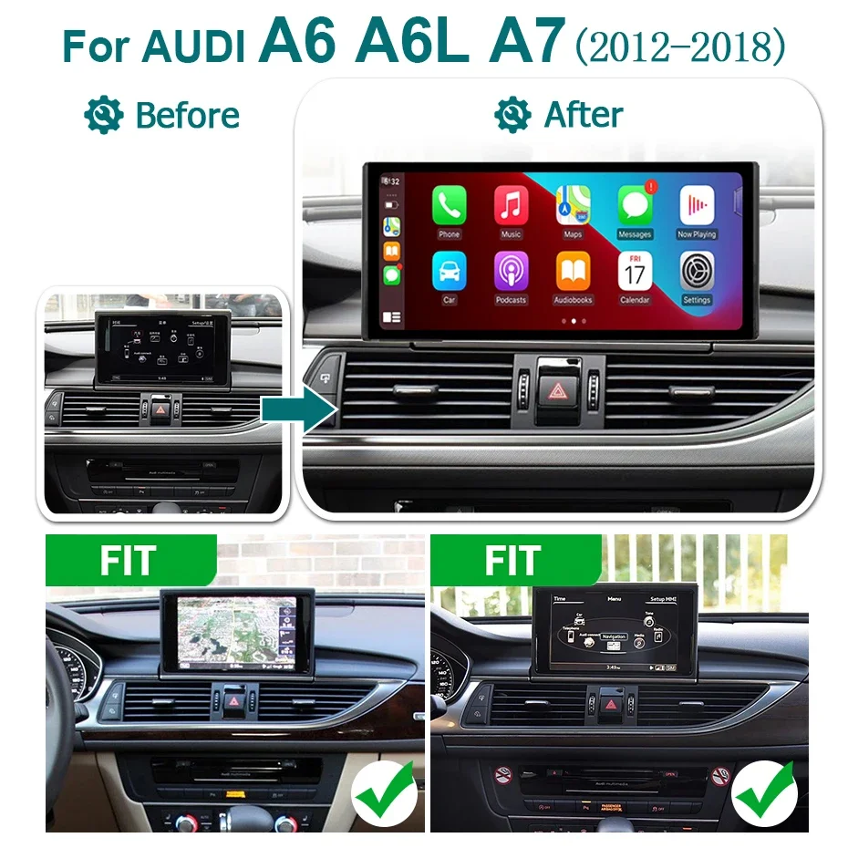 12,5'' Kabelloses Carplay Android 15 Auto-Stereo-Display für Audi A6 C7 A7 2012-2018 Autoradio Multimedia-Player GPS Google 4G LTE – Detail 1