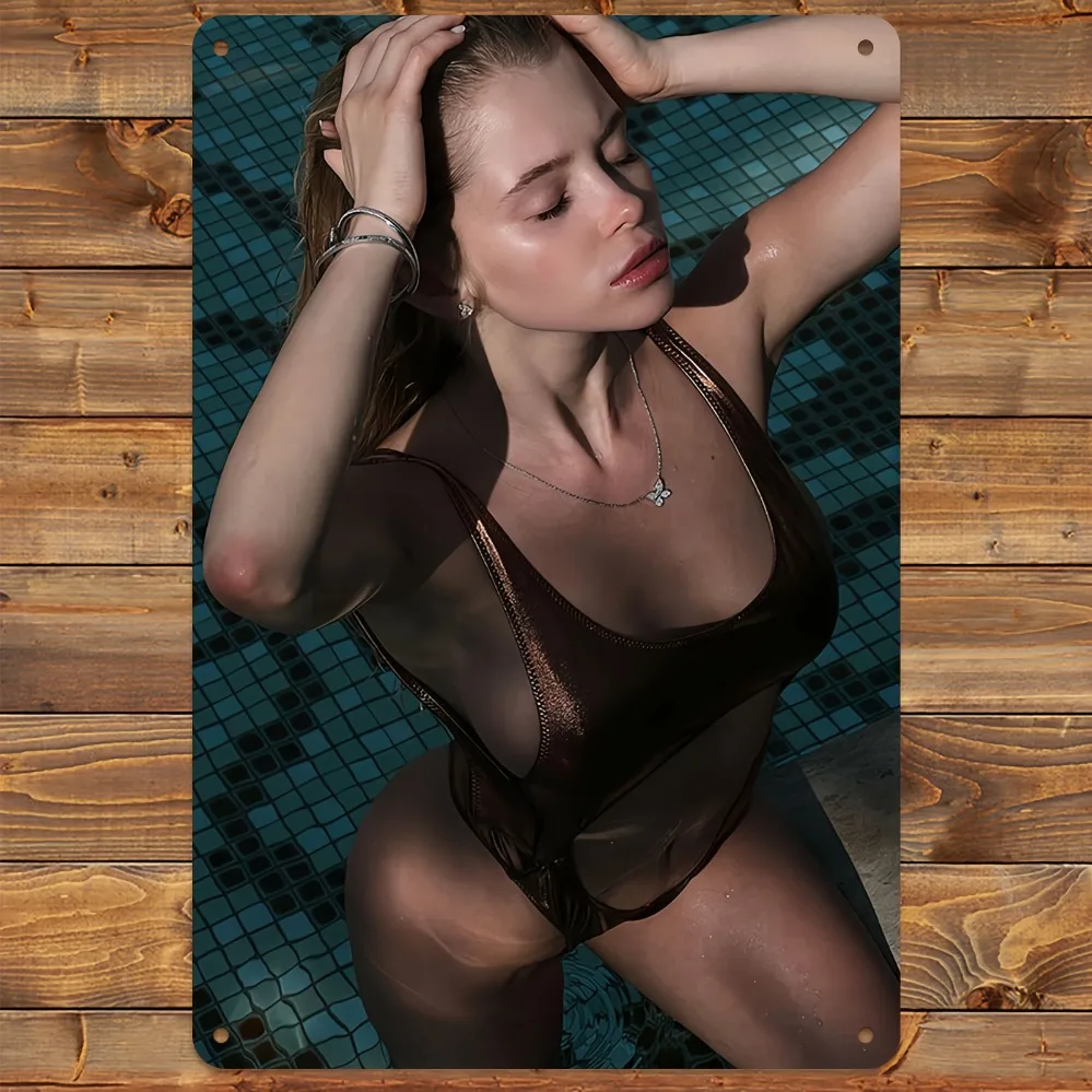 Elegantes schwarzes Dessous-Poster, sexy minimalistische Wandkunst aus Metall, langlebiges Aluminiumschild für Zuhause, Büro, Valentinstag, Weihnachten G