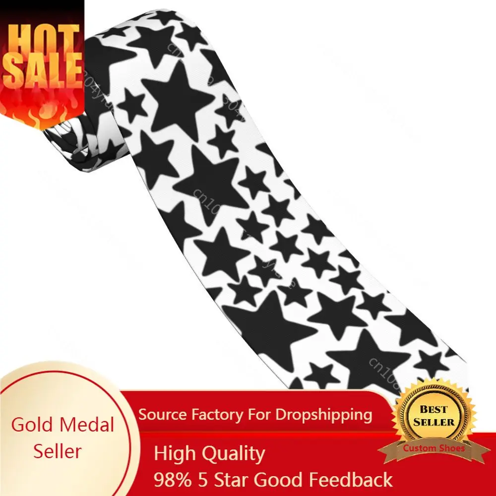 

Five Pointed Star Men Neckties Slim Polyester 8 cm Wide Neck Tie for Mens Accessories Wedding Accessories Office