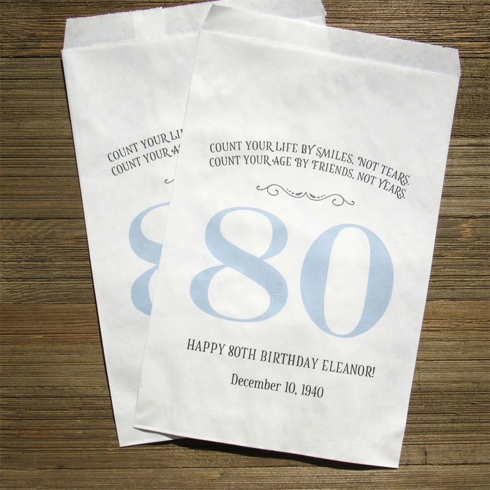 50PCS 80th Birthday Favor Bags - Adult Birthday Favors - Birthday Favor Bags - 80th Birthday - Favor Candy Bags - Milestone