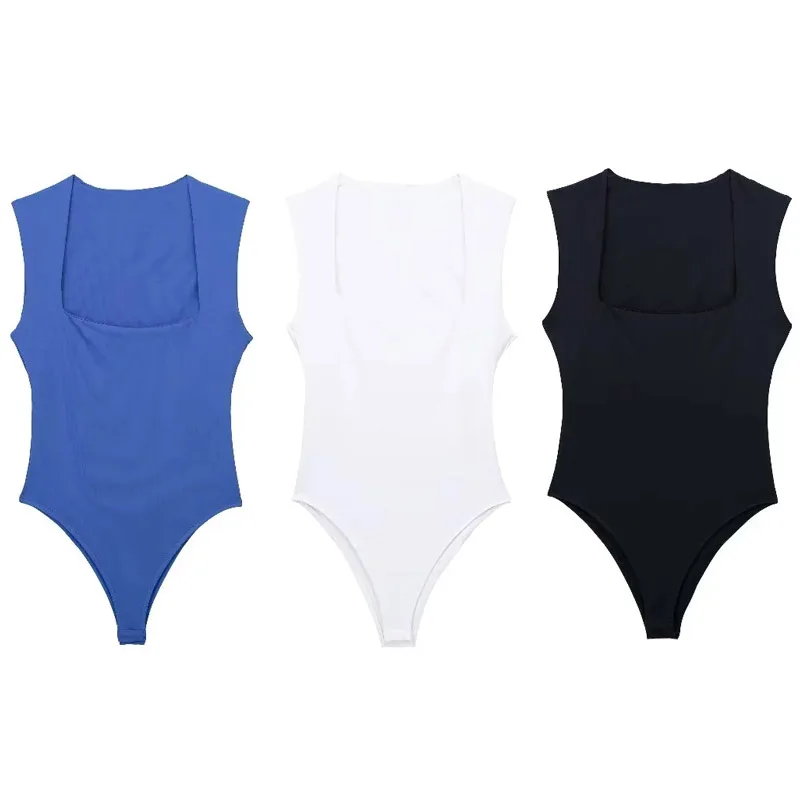 HXAO مشد ثونغ ارتداءها المرأة الصيف 2025 ساحة الرقبة التخسيس الجسم مثير المرأة أزرق أسود أبيض بلا أكمام الاتجاه العلوي ارتداءها #2