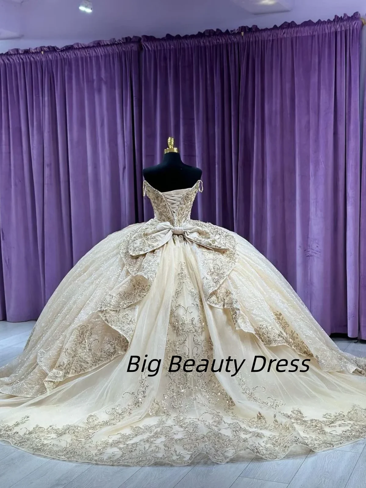 Customized ChampagneQuinceanera Dresses Sweetheart Spaghetti Straps Sleeveless Appliques Beaded Ball Gown Vestidos de15quinceañe