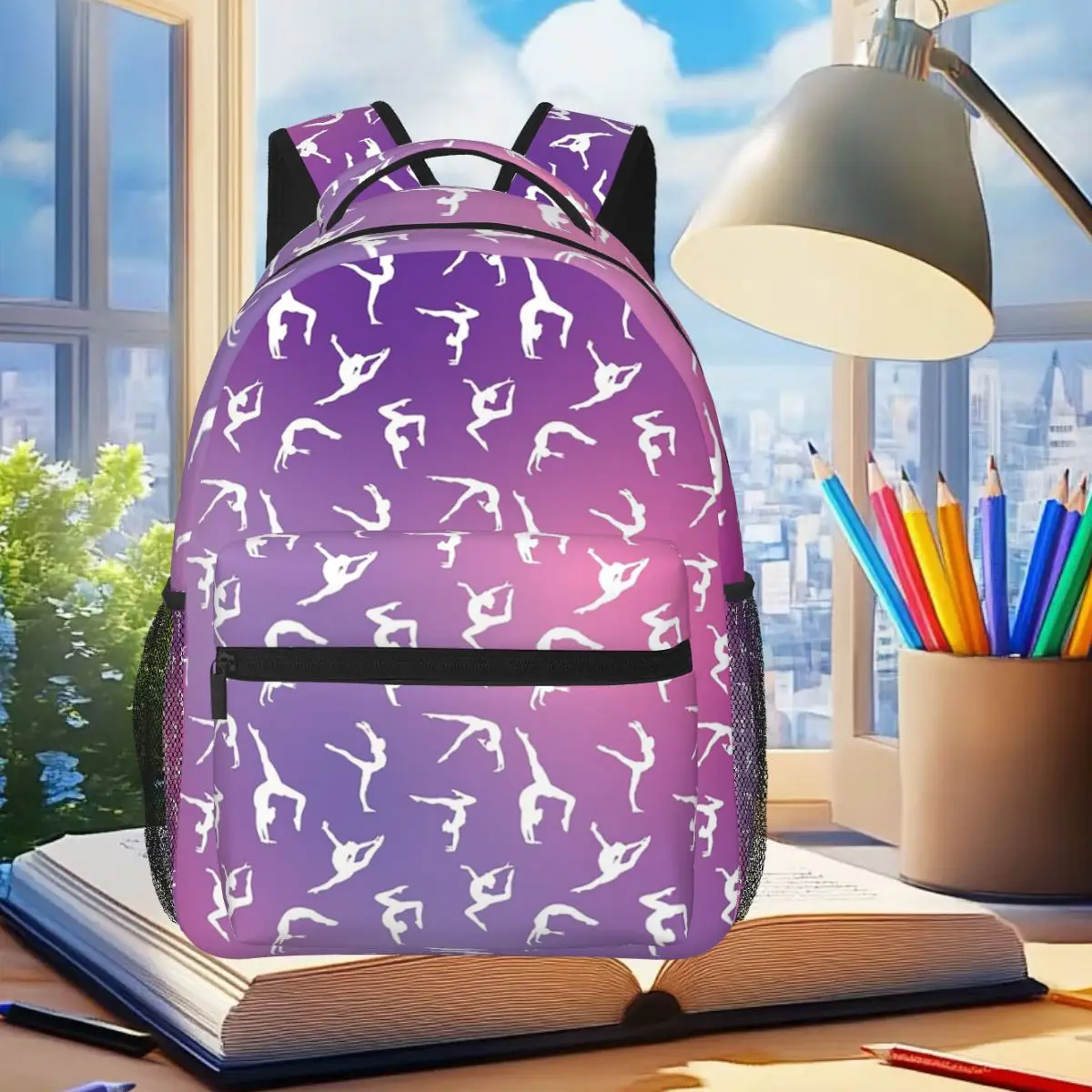 Mochila con diseño de gimnasia rítmica para estudiantes, mochila escolar para niños y niñas, bolsos de hombro para ordenador, para hombres y mujeres