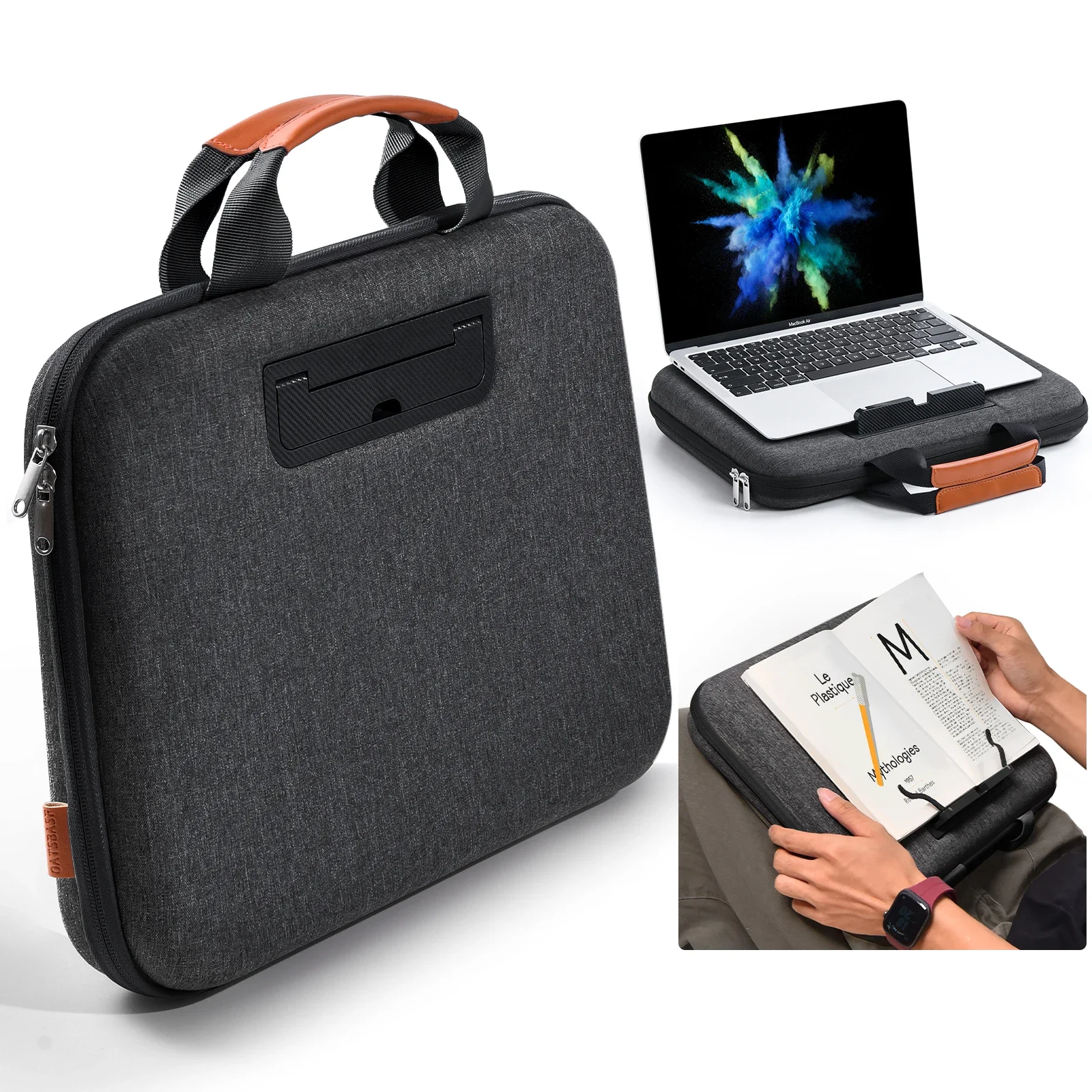 

Oatsbasf 2 in 1 Laptop Case & Lap Desk 14'' Notebook Case Tablet Sleeve Cover Bag Shockproof Travel Business Computer Briefcase