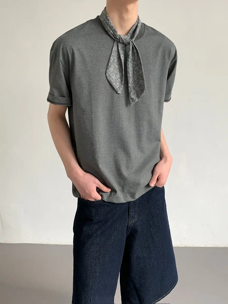 Men's Spring Summer 2026 New High-end Fashion Splicing T-Shirts Contrast Color Short Sleeve Handsome Tees Soft Half Sleeve Tops