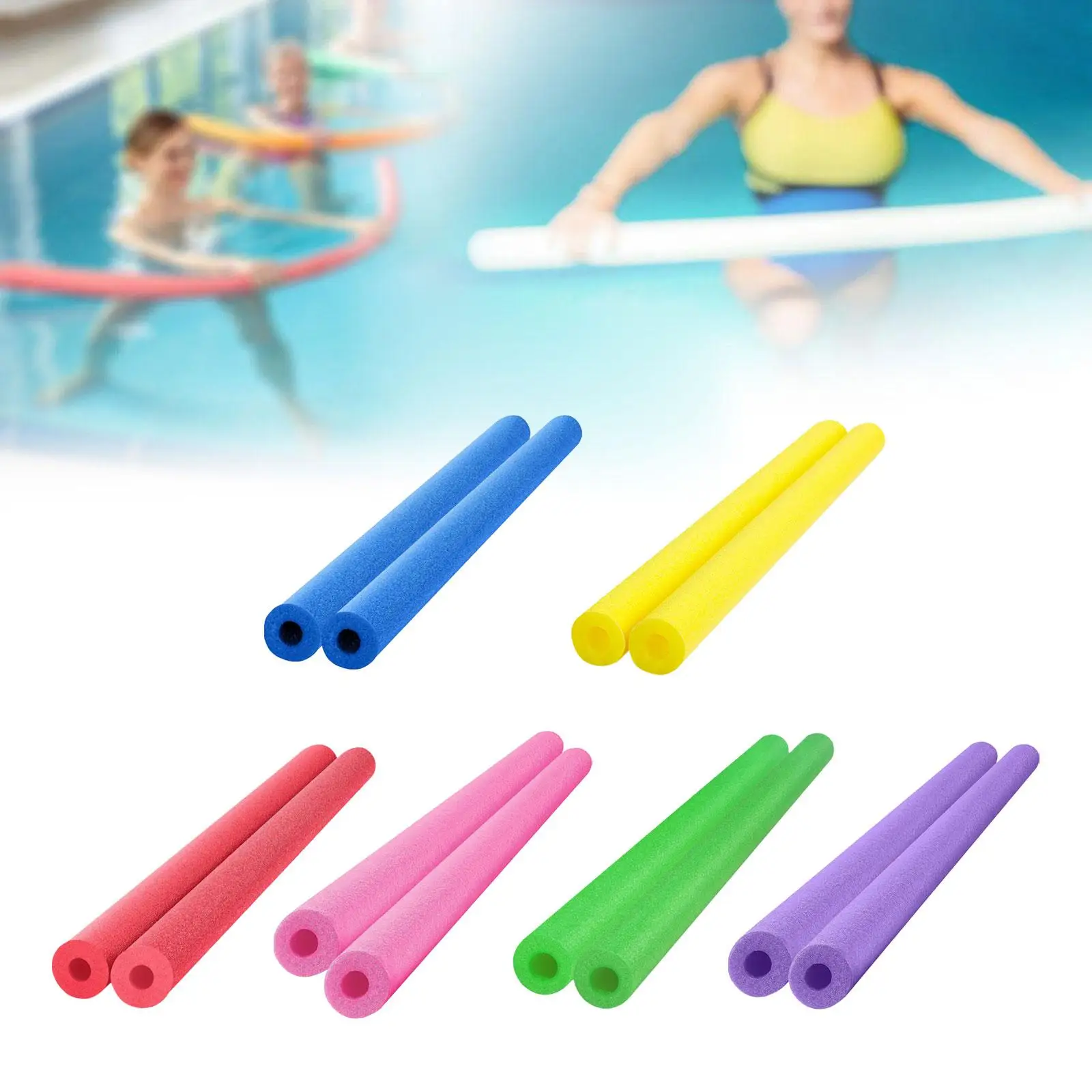 2 Pieces Foam Pool Noodles Floats Learn Swim Aid Buoyant Sticks 59 inch Swim