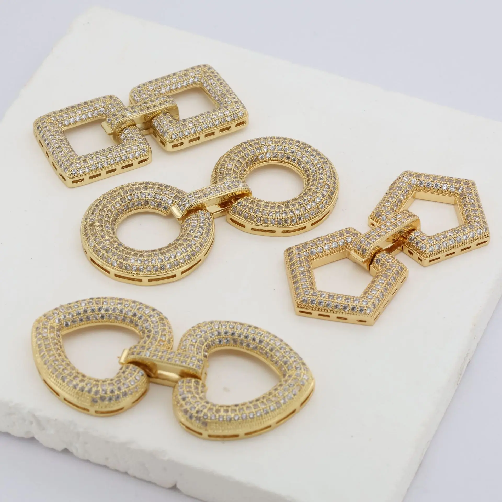 1 Piece Elegant Trendy Fashionable Full-set Zirconia Heart-shaped 8-shaped Clasp DIY Jewelry Pearl Necklace Connector Accessory