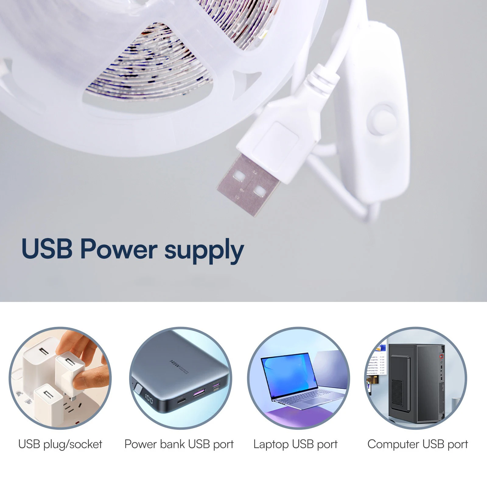 DC 5V USB LED Strips with ON-OFF Switch 2835 White Warm White LED Strip Light TV Background Lighting Tape Home Decor Lamp image 4