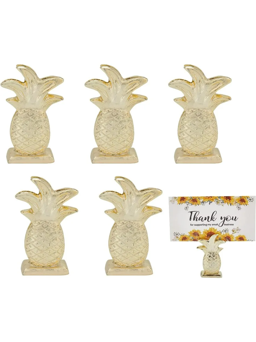 6Pcs Pineapple Card Holders Golden Pineapple Table Number Holders Pineapple Book Note Photo Stand Clips for Christmas Banquet