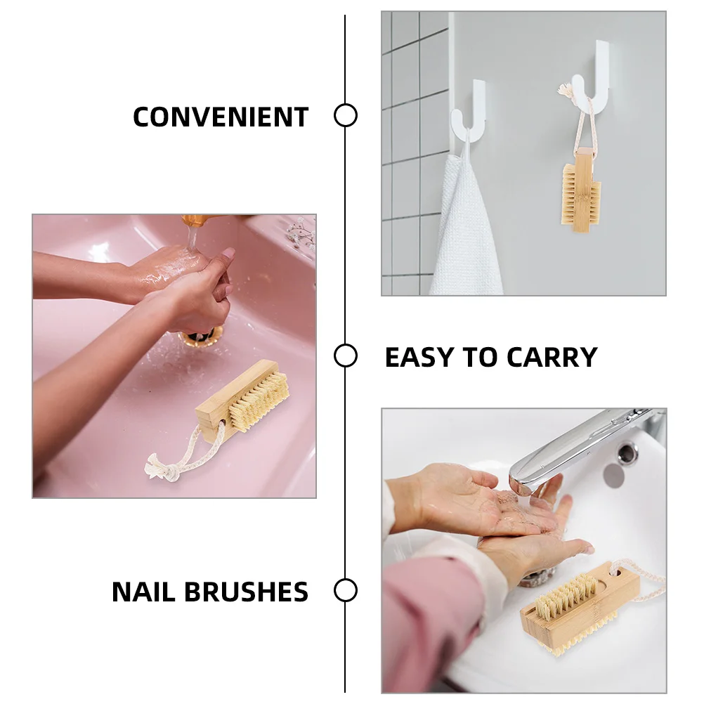 

4 pcs Bamboo Brush For Cleaning Fingernails Lightweight Portable Finger Nail Scrub Brush For Toenails Durable Exfoliating Skin