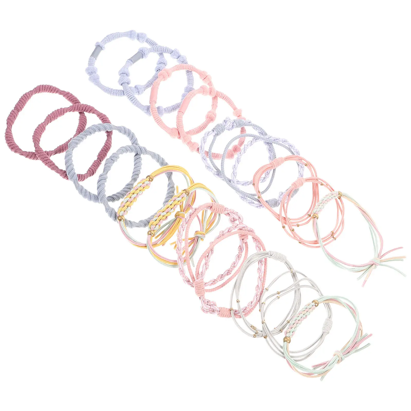 

Набор из 20 ретро-резинок для волос в богемном стиле: эластичные резинки для женщин из нейлона, резины, сплавов и пластика, растягивающиеся держатели для хвоста, браслеты