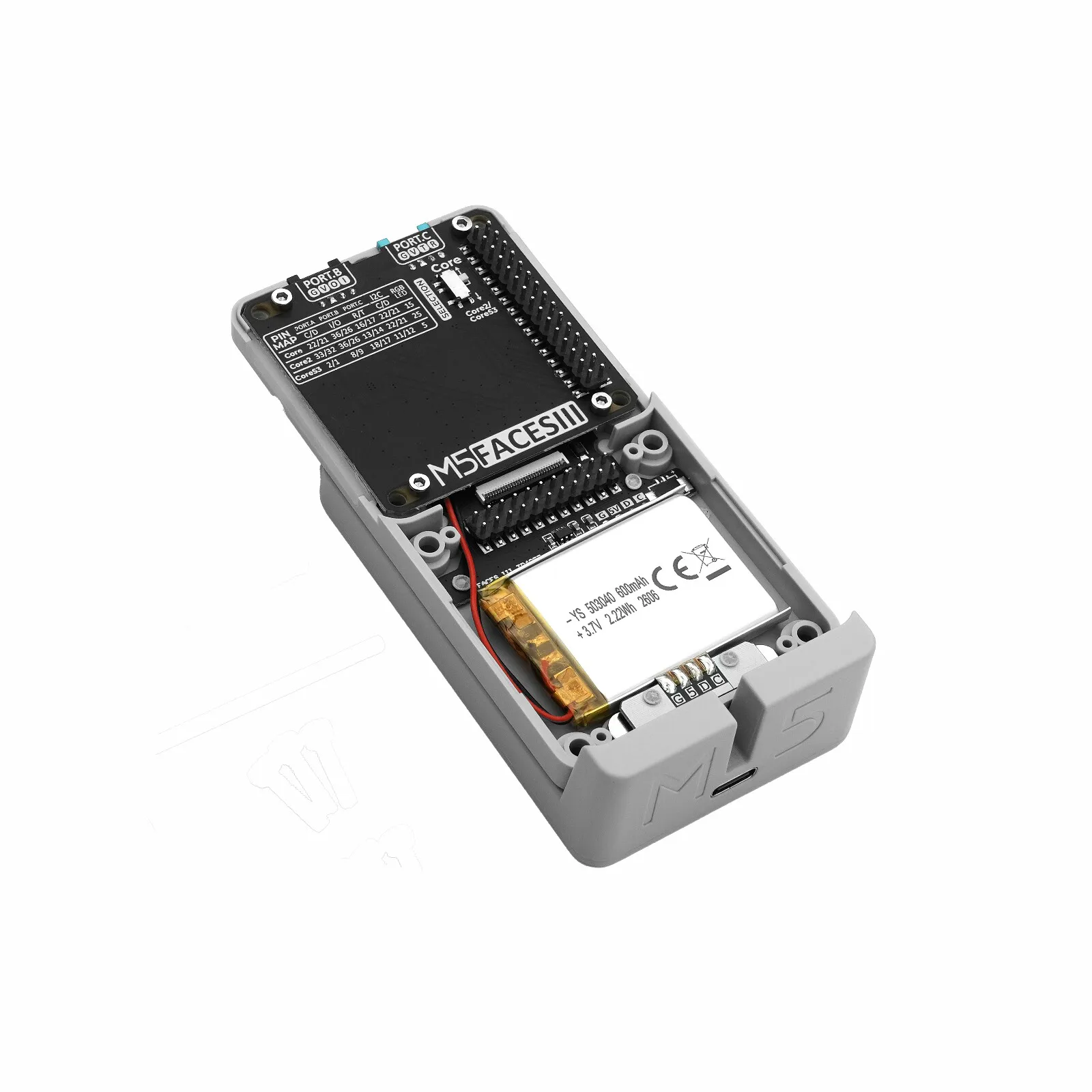 M5Stack Faces Bottom3 Expansion Base Module, M5‑BUS & Pogo‑Pin Interface, Power‑Supply Base for Faces Core Unit