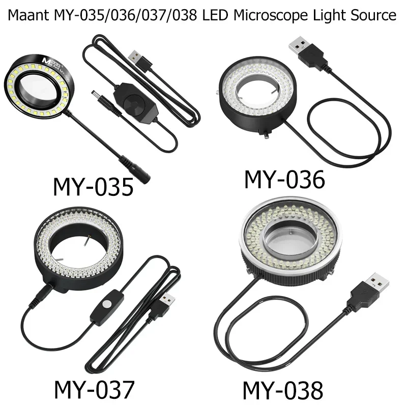 MaAnt MY-035 MY-036 MY-037 MY-038 LED Microscope Dustproof Light Source High Brightness Ring Light Illuminator Lamp