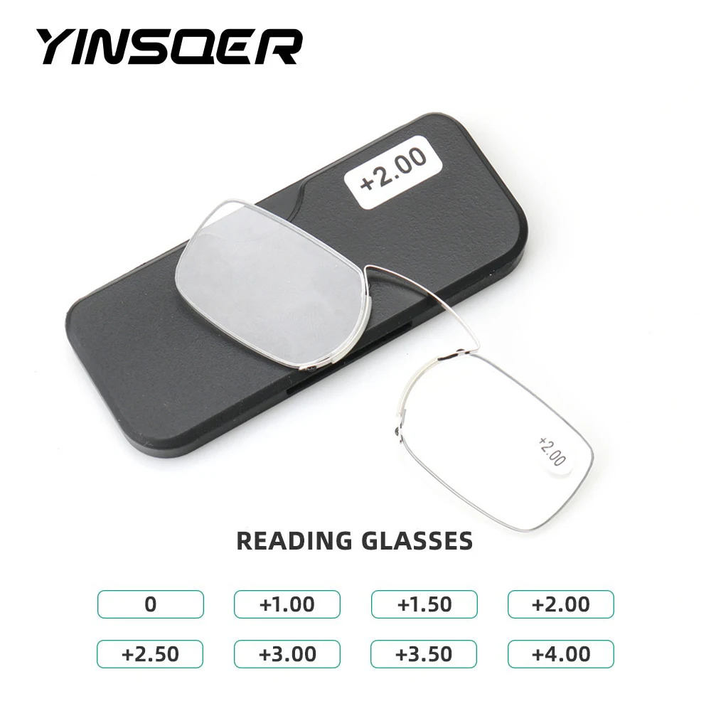 Fashion Fashion Mini Thin Legless Nose Clip Readers Small Portable Case Ultra Thin Reading Glasses Nose Clip Presbyopic Reading Glasses - Aliexpress Deal