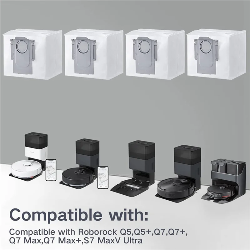 كيس غبار A44T لمكنسة Roborock Q5+ S7 Maxv Ultra Robot، حقيبة مكنسة ذات سعة كبيرة 3 لتر متوافقة مع 8 قطع)