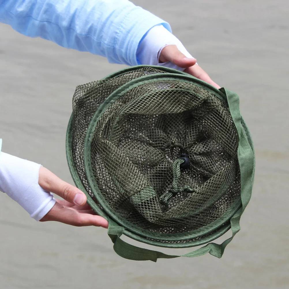 

2Pcs Foldable Fishing Keep Net Scratch Resistant Fish Trap Cage Small Mesh Drawstring for Live Fish Shrimp Ponds Reservoir