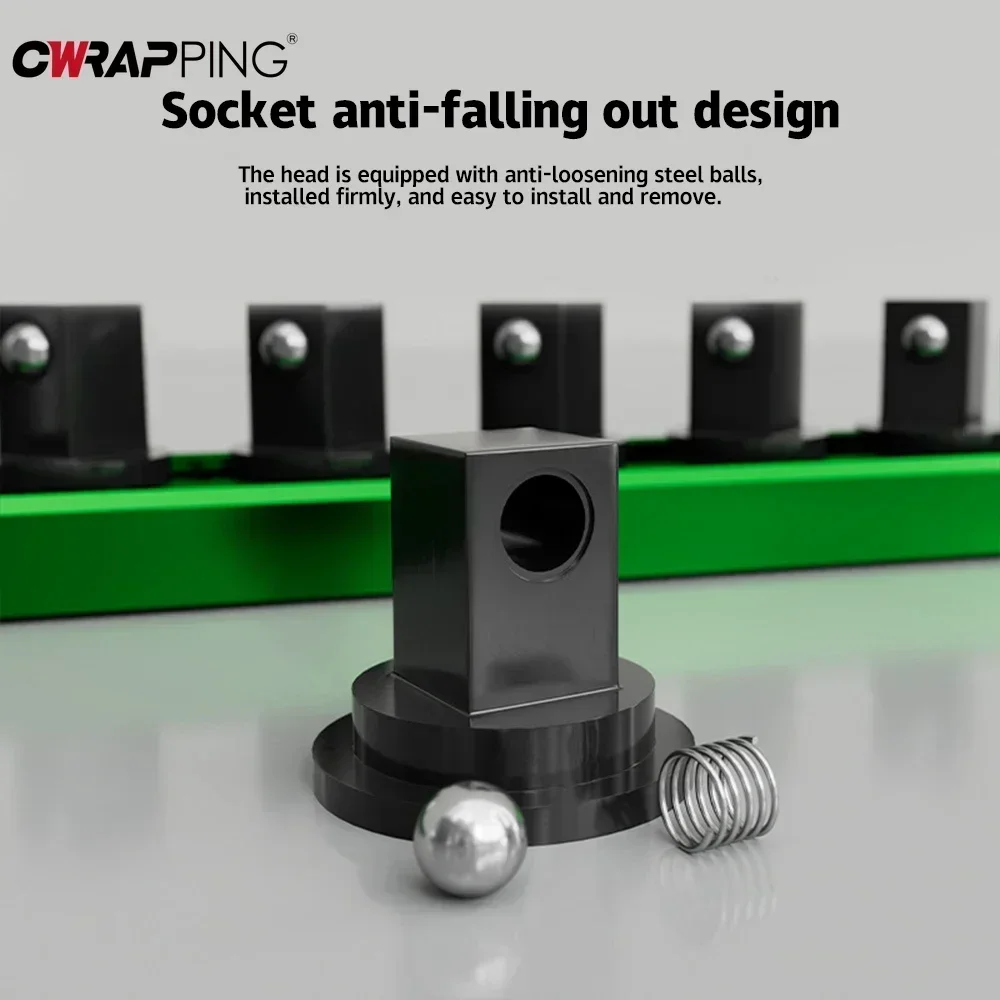 Socket Holder Magnetic 360° Rotating Plug Plate 1/4 3/8 1/2 Inch Green Multi-function Disassembly Repair Storage Tool for Car