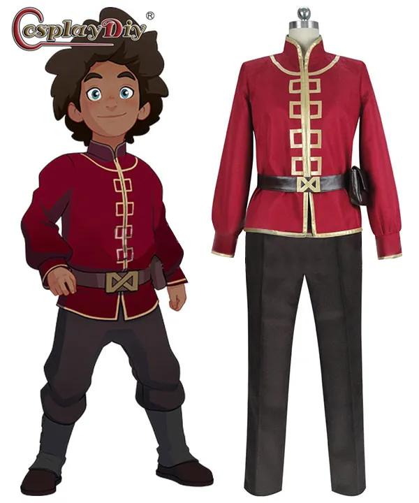 

Cosplaydiy The Dragon Prince Prince Ezran Cosplay Costume Full Set The Ballet Musical Soldier Cosplay King Costume Top Pants