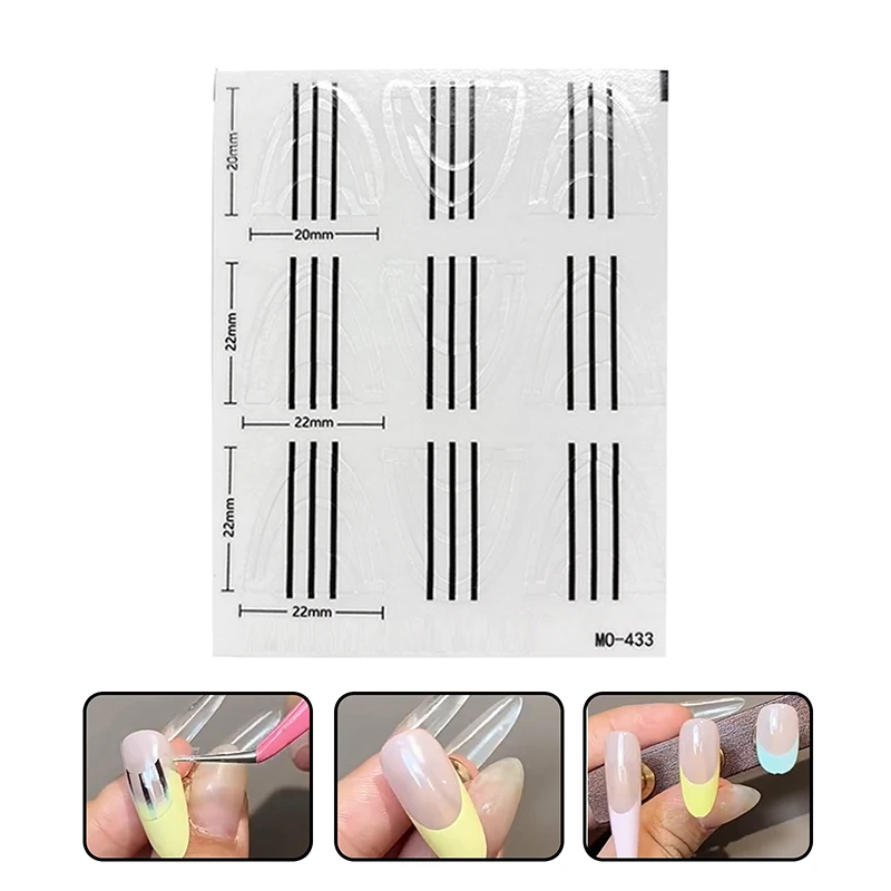 Deep U French Manicure Strip Nail Art Form Fringe Tip Stencil Guides Sticker DIY Line Tips Decoration Tool Self-Adhesive