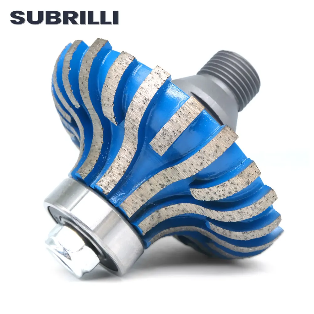 SUBRILLI 1 Piece Diamond Profile Router Bits 1/2GAS Thread Segments Profile Wheel F30 Granite Marble Stone Grinding Waterholes