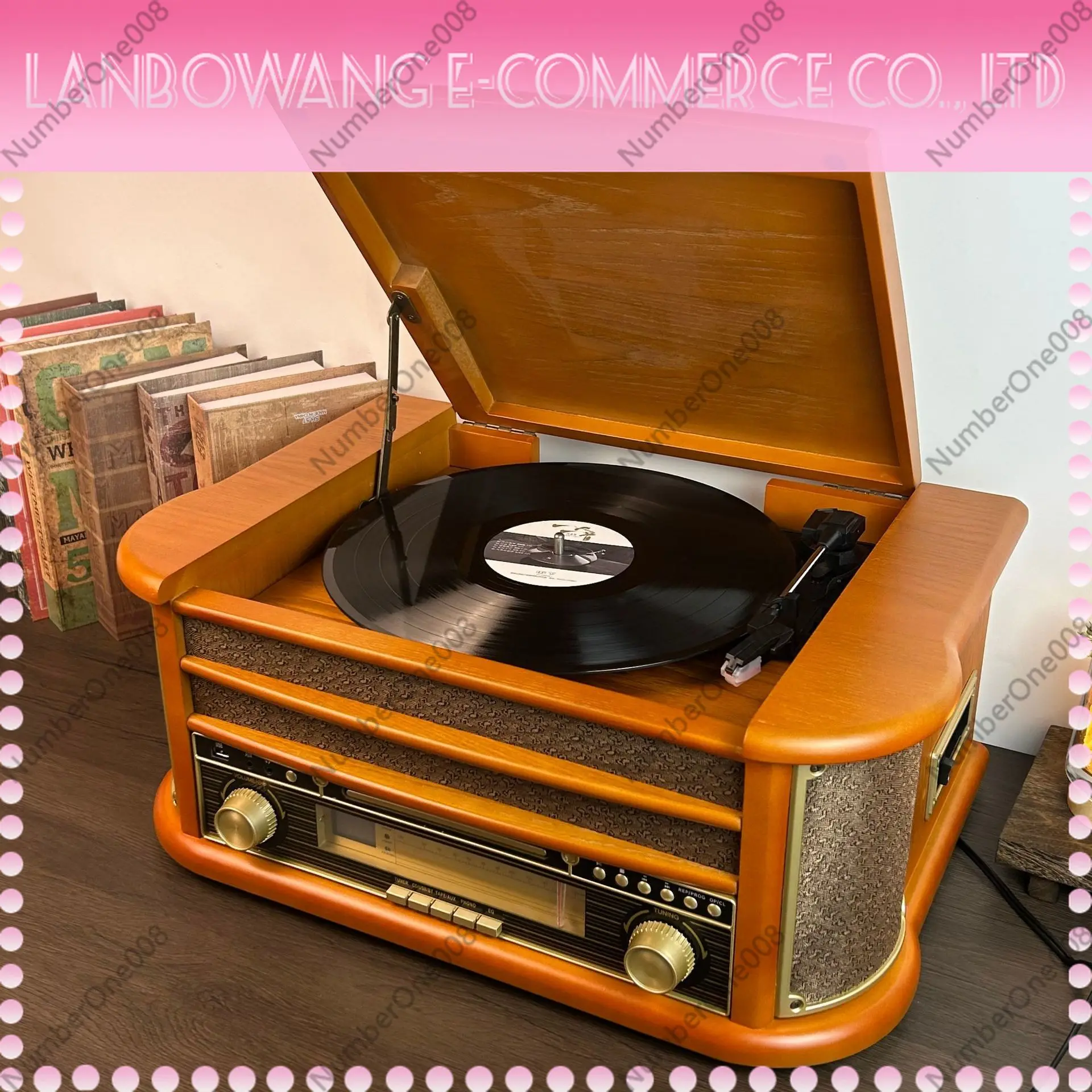 Bayinge Vinyl Record Player with Bluetooth Vintage Turntable Phonograph Retro Home Decor Gift EU Plug