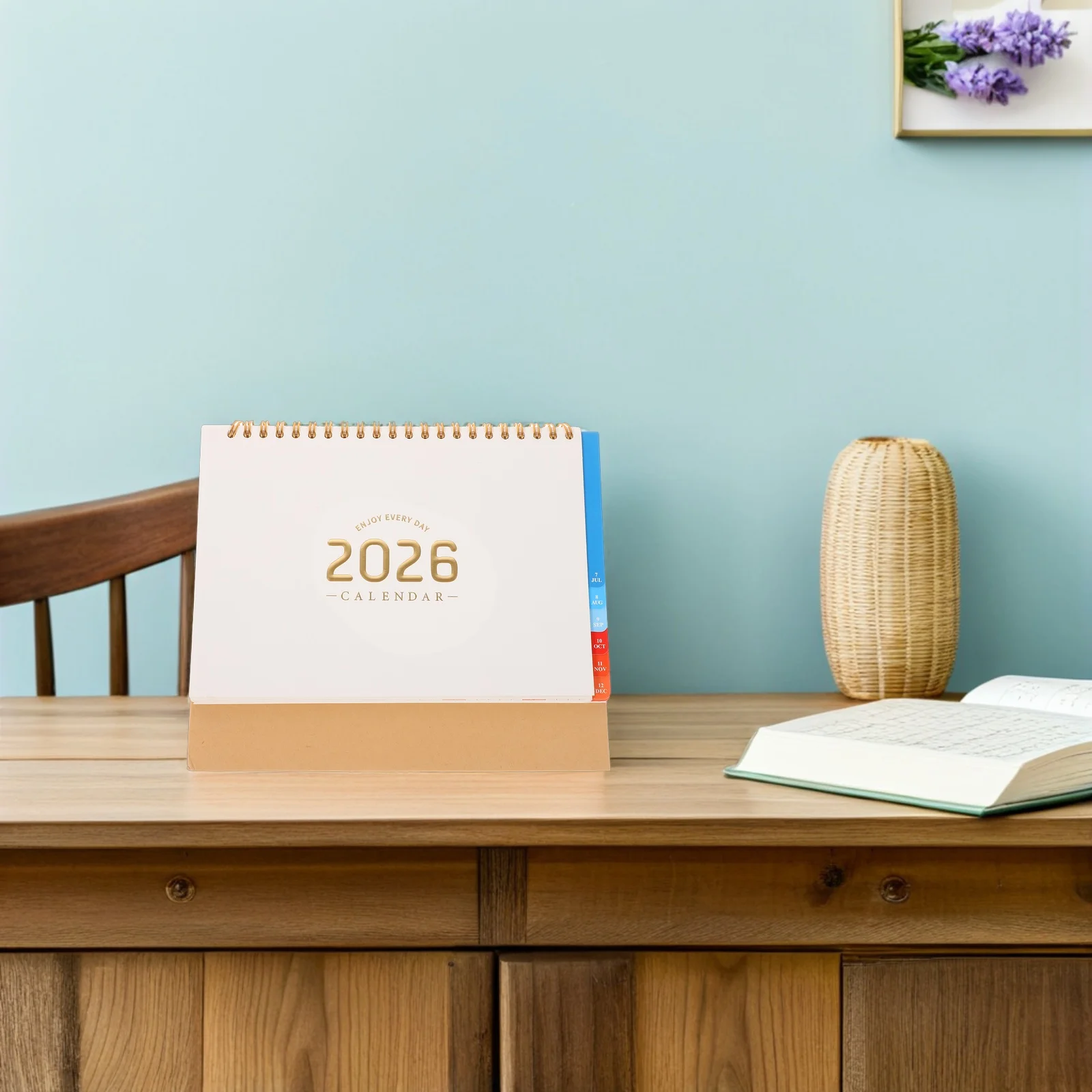 

Minimalist Desk Calendar 2026 Twin-Wire Binding Compact Monthly Planner With Colorful Tabs Standing Flip Page Office Desk
