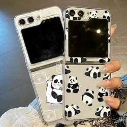 Cute Panda Pattern Case For Samsung Galaxy Z Flip7 FE Flip 7 6 5 4 3 5G Clear Hard Folding Phone Cover For Samsung Z Flip5 Flip6