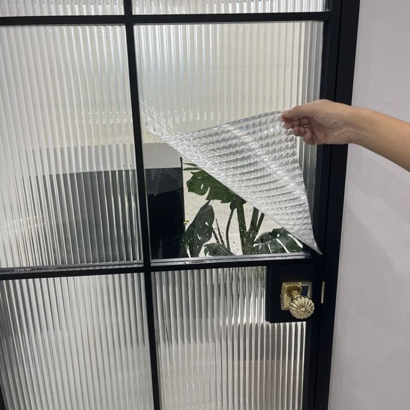 1pc Window Film Electrostatic Adsorption Translucent Self Adhesive Film  Bathroom Privacy Anti Look Stripe Window Film