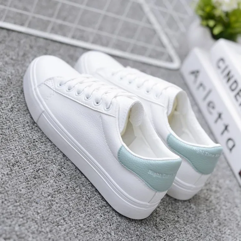 Fashion Women\'s Vulcanize Shoes 2024 New in Casual Classic Solid Color PU Leather Shoes Woman Casual White Shoes Sneakers