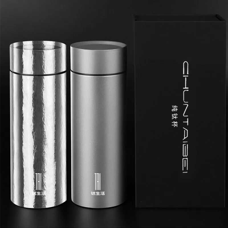 

450/550ml Business Pure Titanium Thermos Cup With Tea Bin,Double-layer Vacuum Flask,High-end Gifts,Portable Car Water Bottle