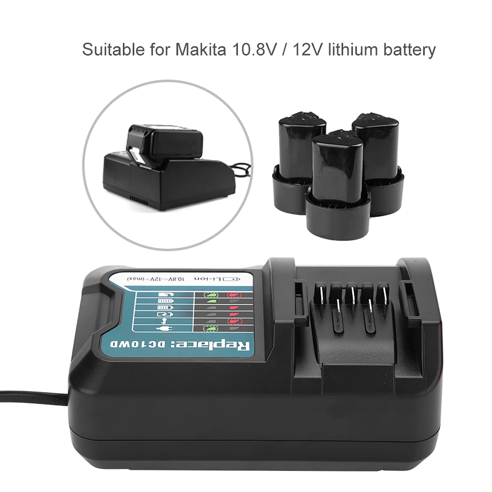 Szybka ładowarka do akumulatorów litowych 10,8 V 12 V Makita DC10WD/BL1015 UE wtyczka amerykańska 100-240 V