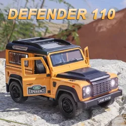 1:32 Land Rover Defender 110 Miniature Car Model Toys Alloy Diecast Off-road Vehicle Doors Opened Pull Back Toy Vehicles Gifts