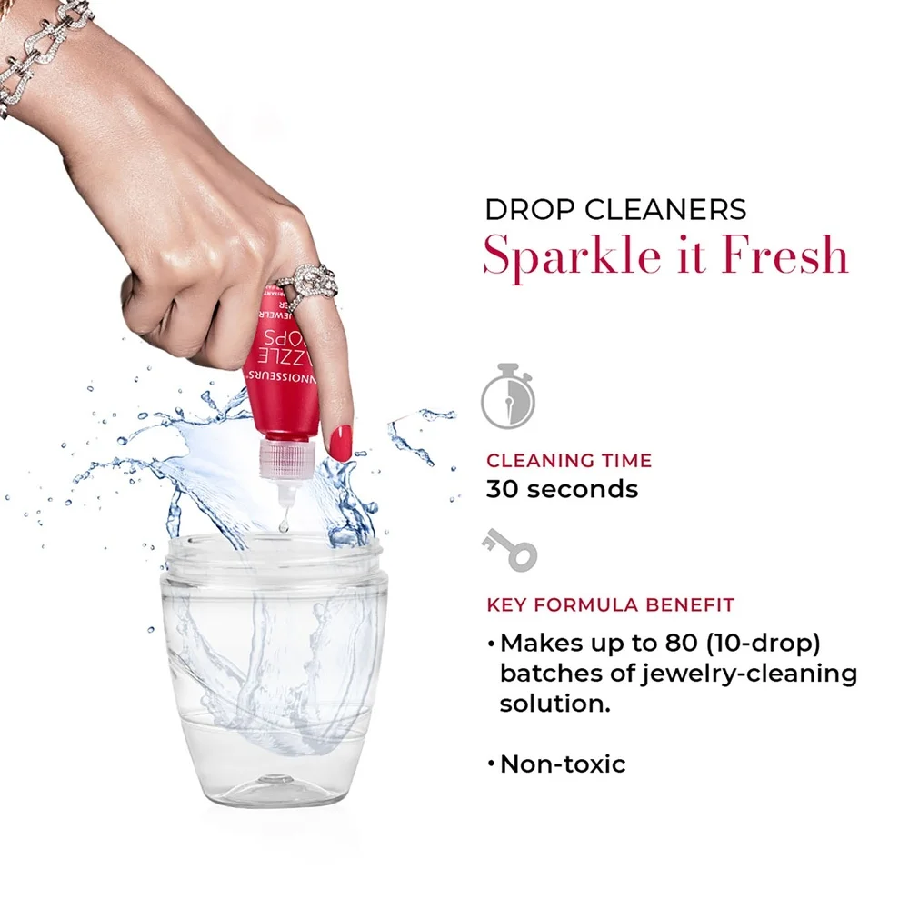 Sonic Jewelry Cleaner Machine with Dazzle Drops Refill Deep Cleaning Gold Platinum Diamonds Safe Efficient Dual Tank System