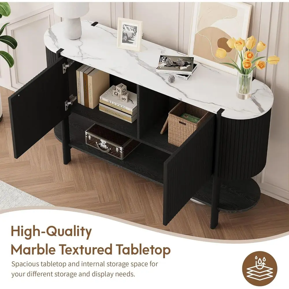 Storage Console Table with 2 Drawers and Shelf, Ideal for Entryway or Living Room, Black