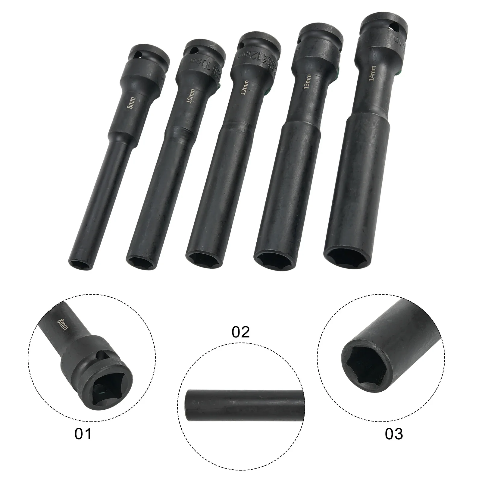 5pcs 1 2 Drive Socket Wrench Hex Socket Head 8-14mm Adapter Spanner Converter Reducer Electric Hex Standard Wrench