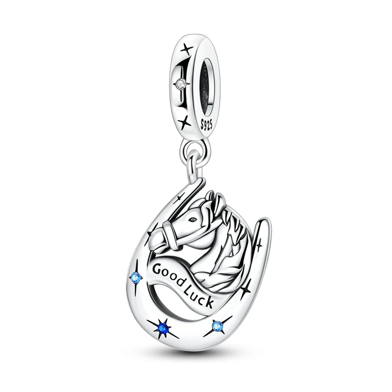 

New In Charms Bead 925 Sterling Silver Lucky Horseshoe Pendant Fit 925 Bangle Bracelet Necklace DIY Jewelry Gift