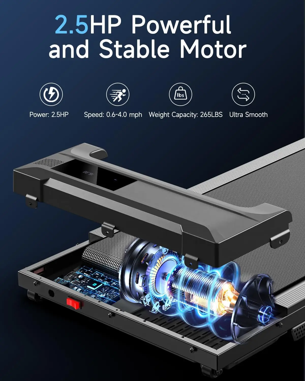 Walking Pad Treadmill for Home - Under Desk Treadmills Mini Portable Walking Running Machine Slim Compact Motorized Electric Tre