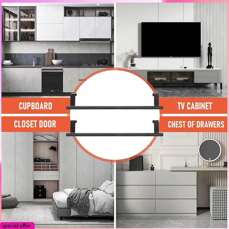 

A64Z Вешалка для полотенец над дверью, Держатель для кухонных полотенец, Вешалка для полотенец над шкафом, Матовый черный, 2 шт., Для рук, Блюдо, Чайные полотенца