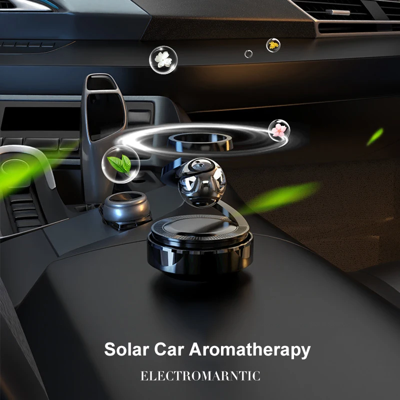 Solar Car Rotating Aromatherapy Perfume Diffuser Levitation Rotating Auto Lasting Fragrance Air Purifier Car Interior Accessorie