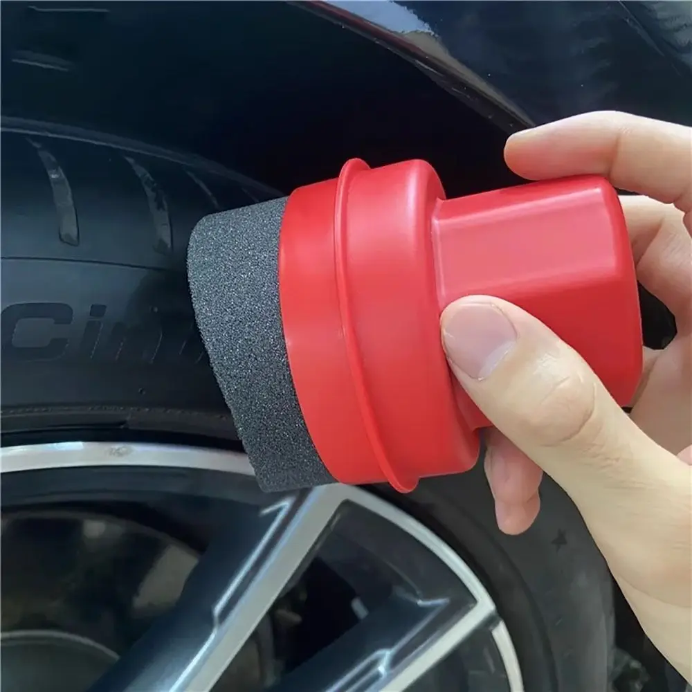 

Portable Car Cleaning Tools Tire Waxing Sponge Waxing Tools Brush Curved Tire Sponge with Lid Handheld Car Cleaning Sponge