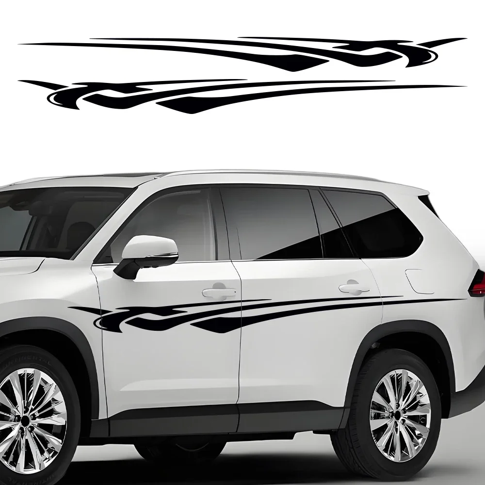 2Pcs Side Door Flame Vinyl Stickers For Toyota Highlander XU50 XU70 2013‑2026, 310cm Sport Racing SUV Graphic Auto Exterior