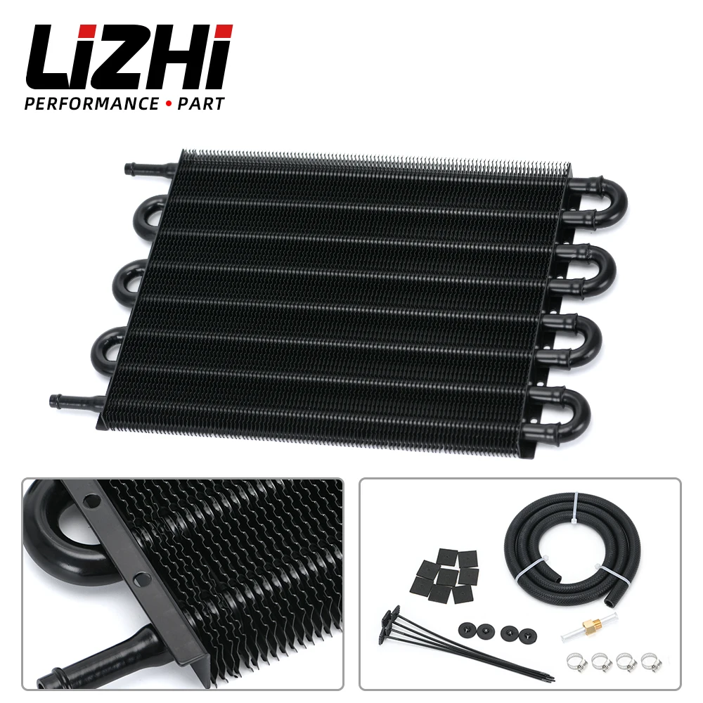 LIZHI RACING - UNIVERSAL 304.8X254X19.05 ALUMINUM REMOTE TRANSMISSION OIL COOLER KIT /AUTO-MANUAL RADIATOR CONVERTER LZ7431