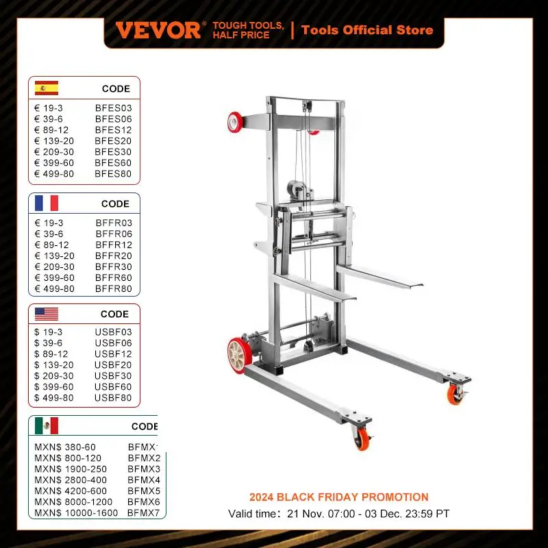 VEVOR Điều Chỉnh Straddle Tay Thắng Xe Đẩy Bằng Tay Thắng Bộ Xếp Hình 441 Lbs/551 Lbs Dung Lượng 106.3in / 63in Tối Đa chiều Cao