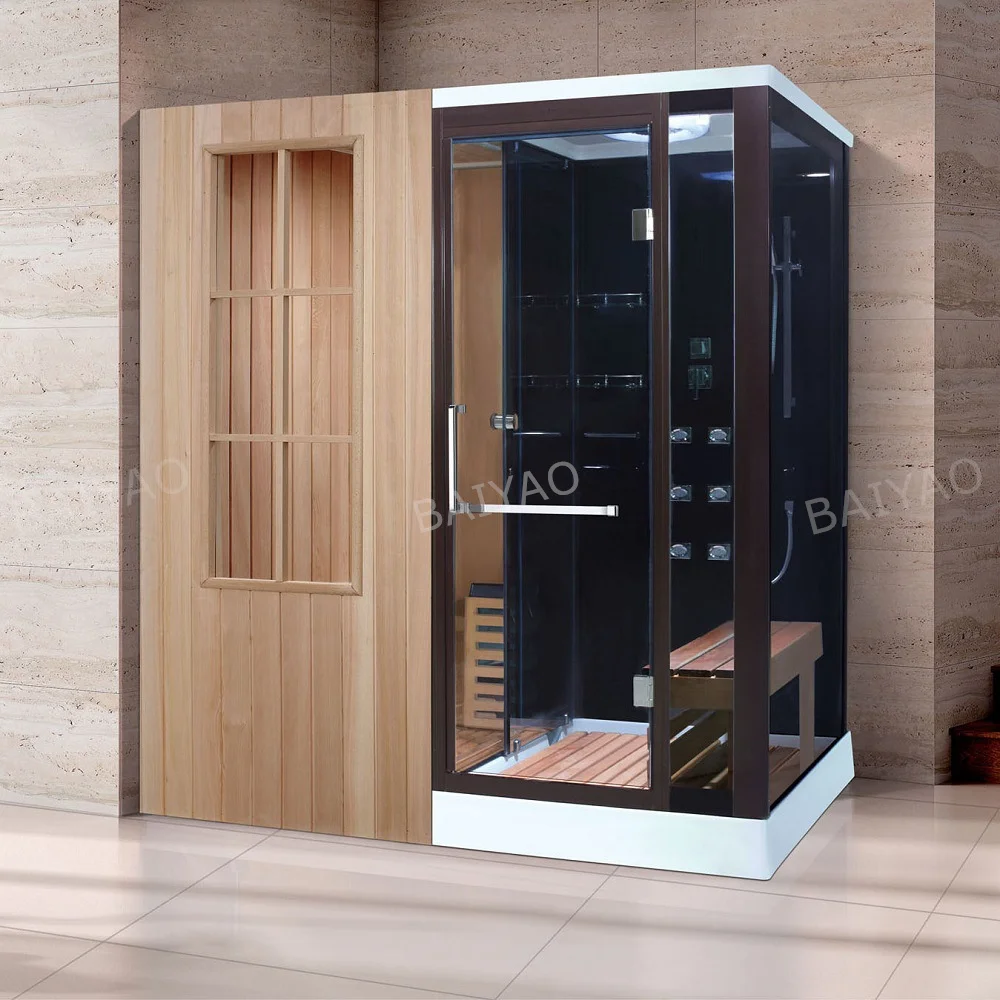 Newly Designed 4-6 Person Wet And Dry Sauna Shower Combo With Back Massage And Steam Room For Home Use