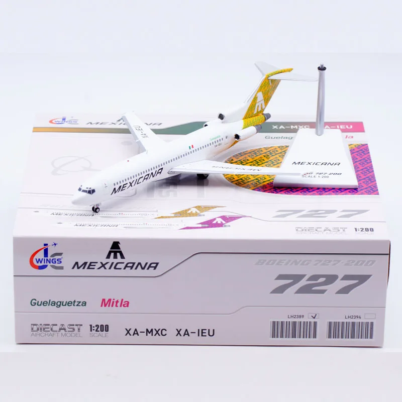 

LH2389 Alloy Collectible Plane Gift JC Wings 1:200 Mexicana Airlines Boeing B727-200 Diecast Aircraft Jet Model XA-IEU