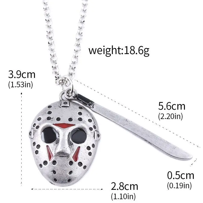 المعلقات حلقة مفاتيح معدنية للرجال والنساء ، سلسلة المفاتيح القاتل الرعب هالوين ، قناع الهوكي جاسون ، الدعائم تأثيري ، المجوهرات على ظهره