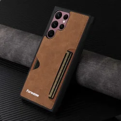 Retro Card Holder Phone Case for Samsung Galaxy S26 S24 S25 Ultra S23 S21 FE S22 S20 Plus Note 20 10 + Wallet PU Leather Cover