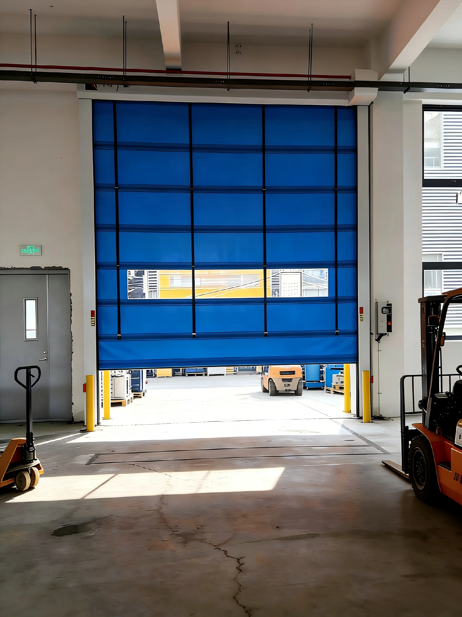 High Speed Stacking Door With Curtain Wind Class 8 Equipped With Smart Sensor For Industrial Warehouse
