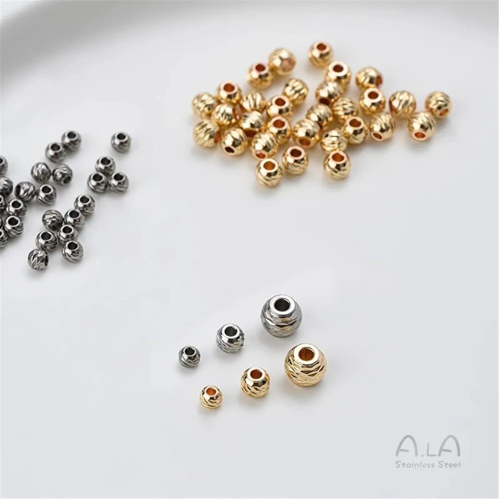 

Titanium Steel Non-fading Car Flower Bead Pattern Round Bead Spacer Handmade Beaded DIY Bracelet Necklace Jewelry Accessories