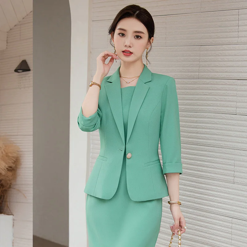 Formal Women Business Work Wear Suits with Tops and Dress OL Styles Ladies Office Work Wear Professional Blazers Outfits Set